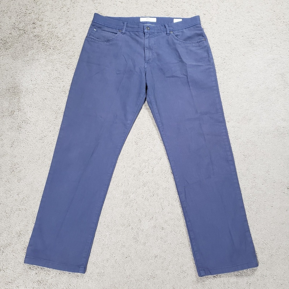 Brax Cadiz Blue Straight Leg Pants Mens 36x34 (Fits 34x29) Casual Commute Preppy